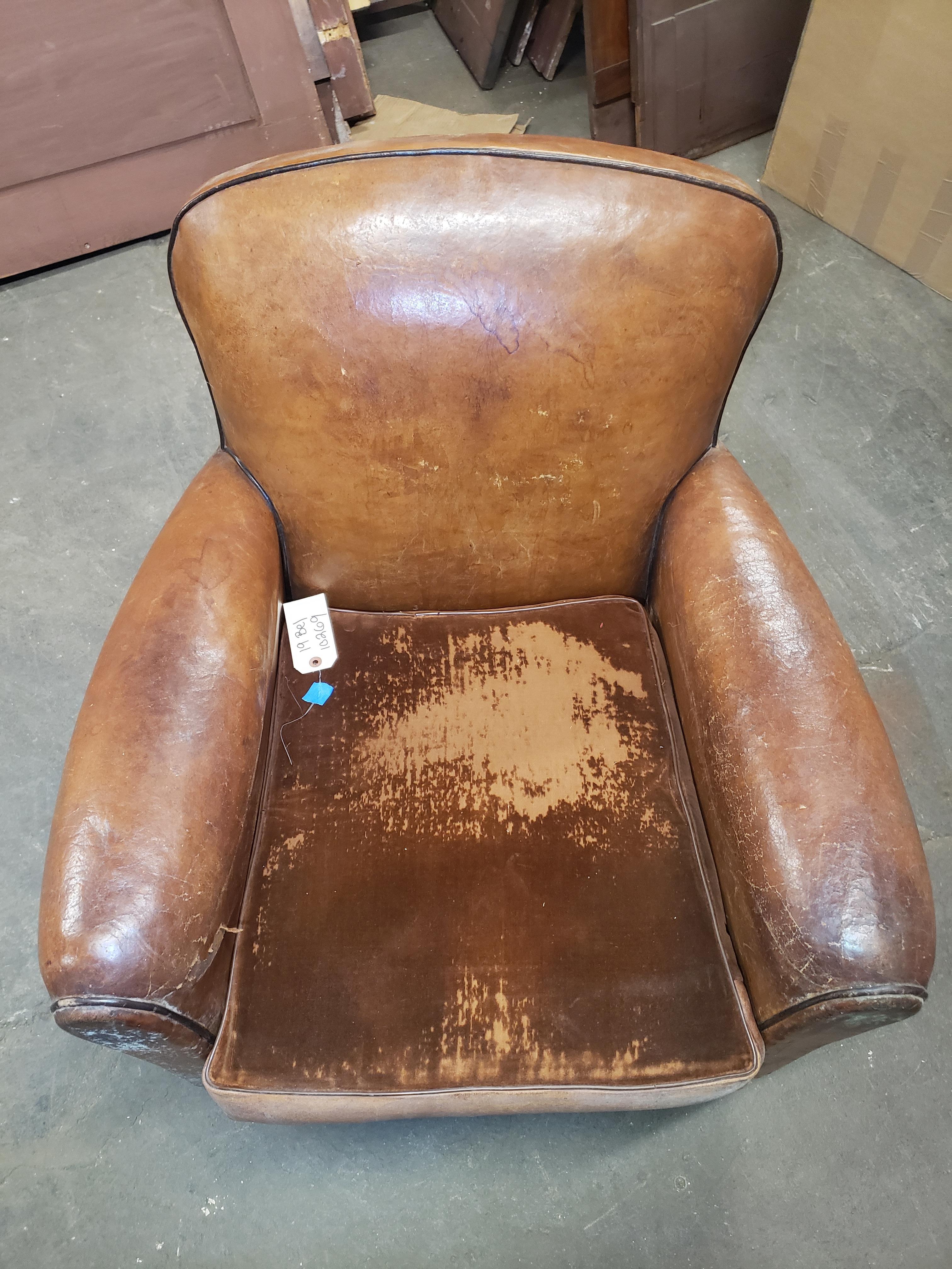 1970s French Leather Vintage Club Chair 8