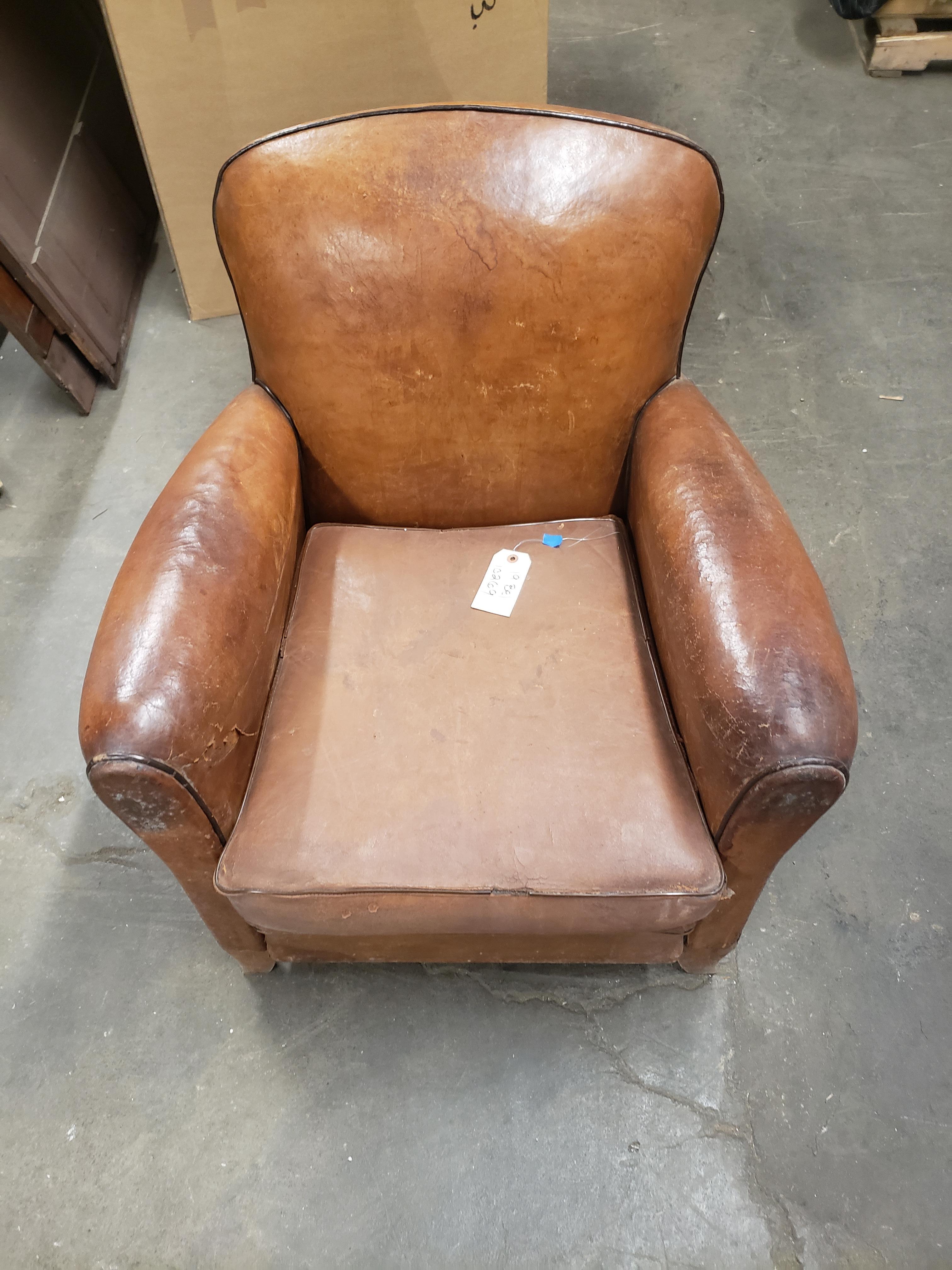 1970s French Leather Vintage Club Chair 2