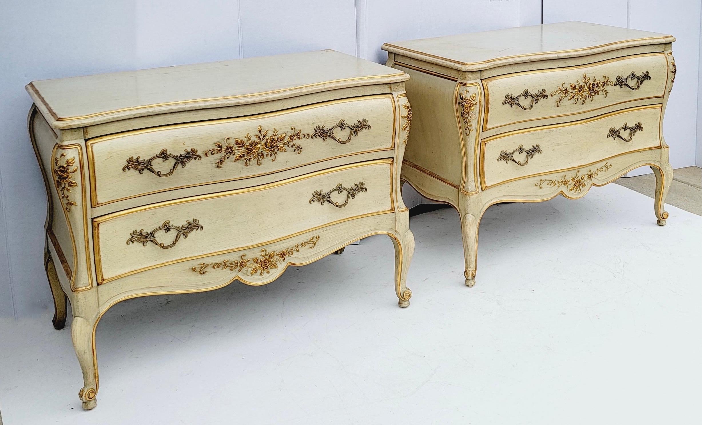 Louis XV 1970s French Louis  XV Style Painted And Gilded Chests / Commodes By Dixon For Sale