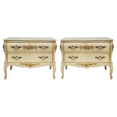 1970s French Louis  XV Style Painted And Gilded Chests / Commodes By Dixon