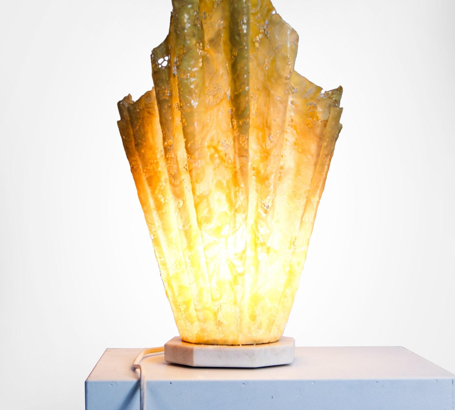 Other 1970s French Made Fibreglass Coated Lace Handkerchief Shaped Table Lamp For Sale
