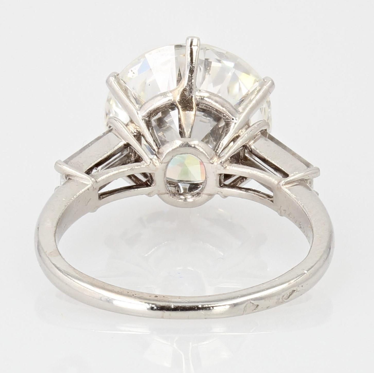 Mauboussin, bague solitaire franaise en platine avec diamants de 4,17 carats, annes 1970 en vente 2