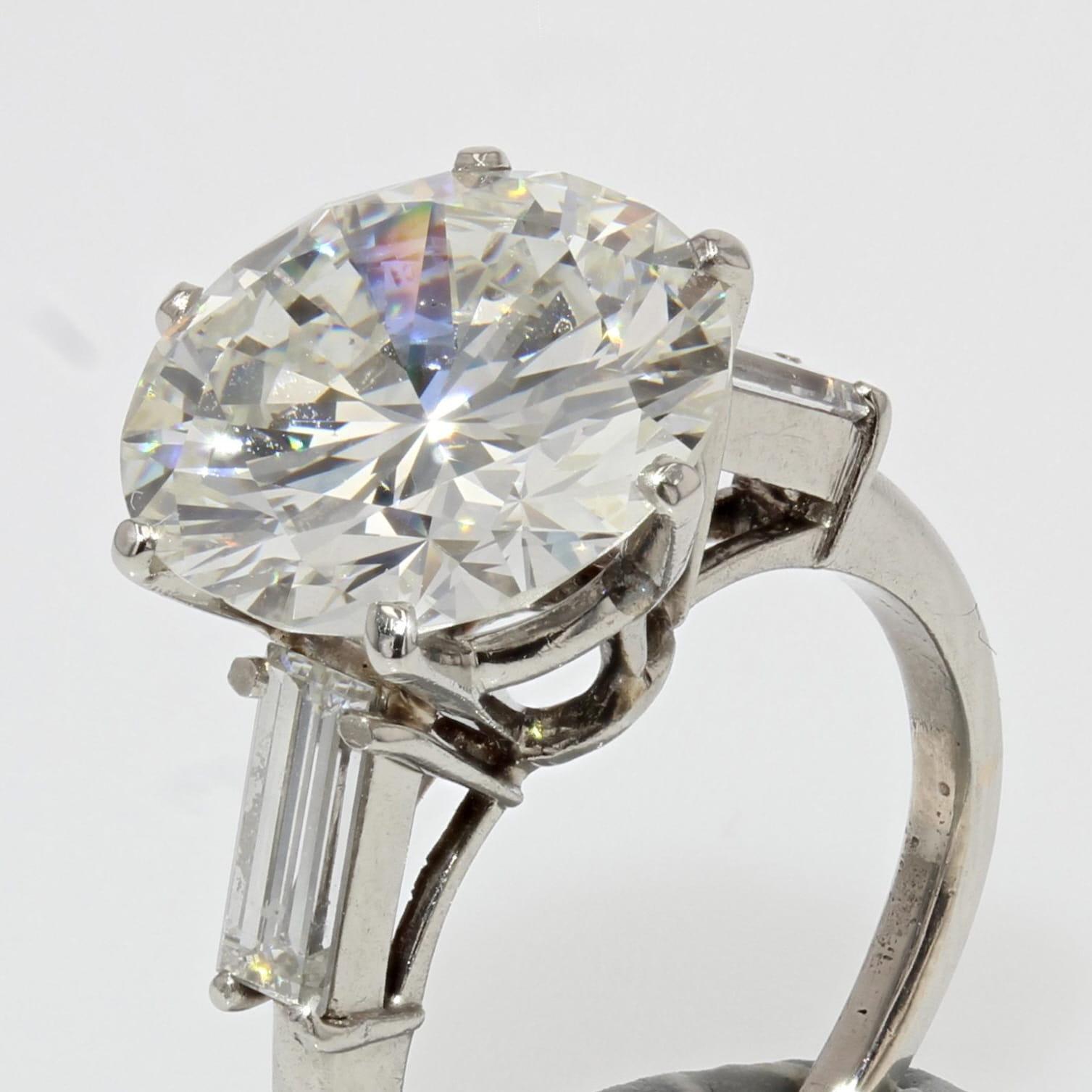 Brilliant Cut 1970s French Mauboussin 4, 17 Carat Diamond Platinum Solitaire Ring For Sale