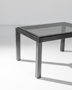 Französischer Metalltisch aus den 1970er Jahren mit Glasplatte
