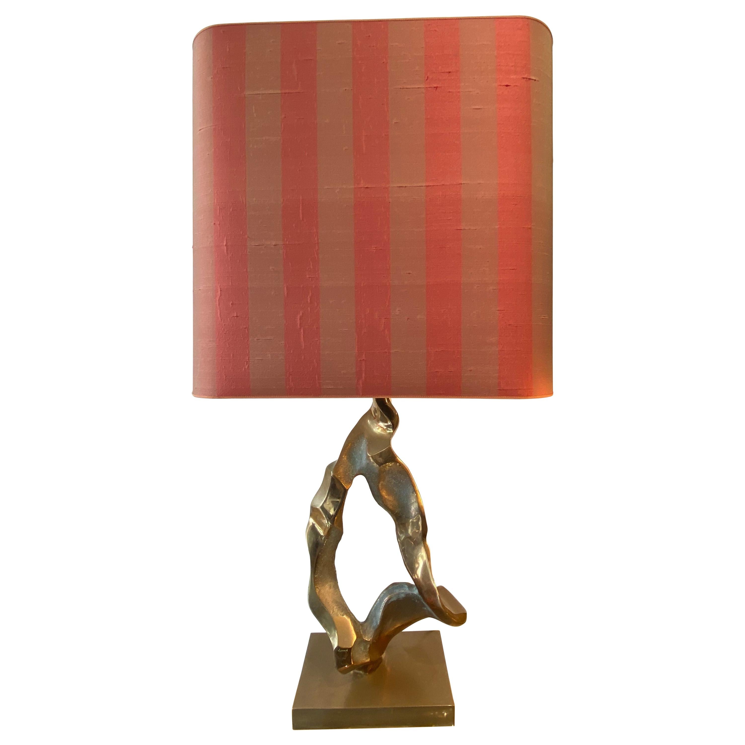 1970s French Michel Jaubert Bronze Table Lamp