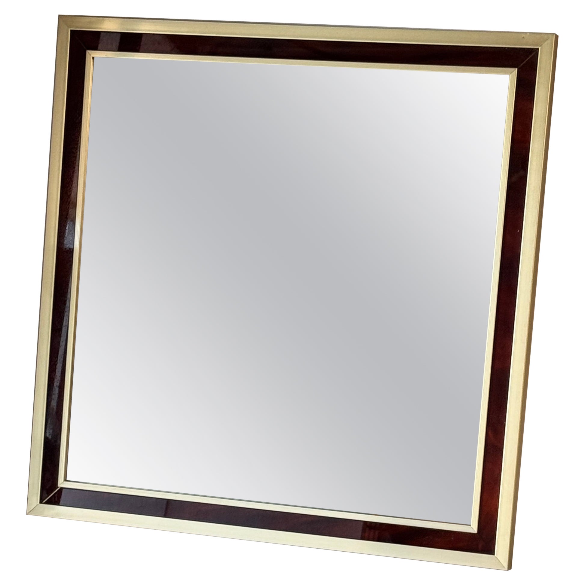 Miroir français des années 1970 - Cadre en métal de haute qualité avec bordure en bakélite, brun chaud