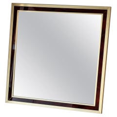 Miroir français des années 1970 - Cadre en métal de haute qualité avec bordure en bakélite, brun chaud