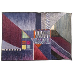 1970s French Modernist Woven Wool Tapestry