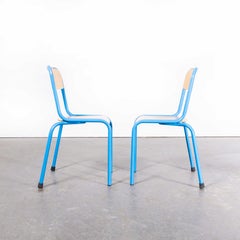 1970 French Mullca Chunky Stacking Blue Dining Chairs - Pair