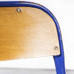 1970's French Mullca Stacking Chair, Deep Blue, Set of Eight