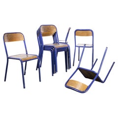 Used 1970's French Mullca Stacking Chair, Deep Blue, Set of Eight