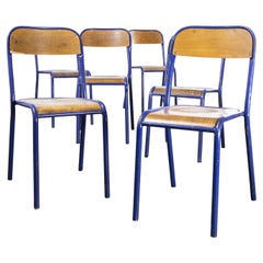 1970's French Mullca Stacking Chair, Deep Blue, Set of Six