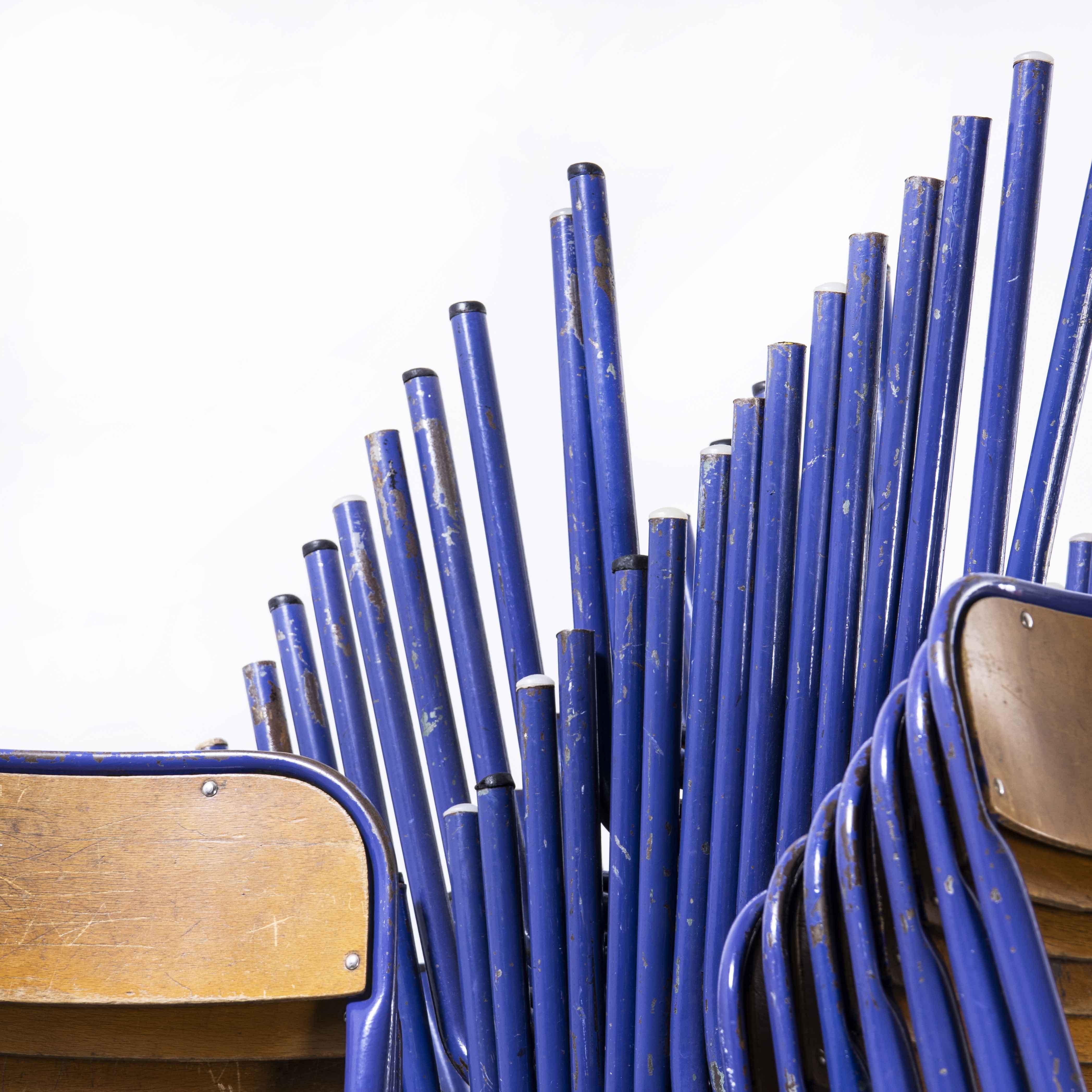 Late 20th Century 1970's French Mullca Stacking Chair, Deep Blue, Various Quantities Available