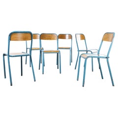 1970's French Mullca Stacking Chair, Light Blue 3, Set of Six