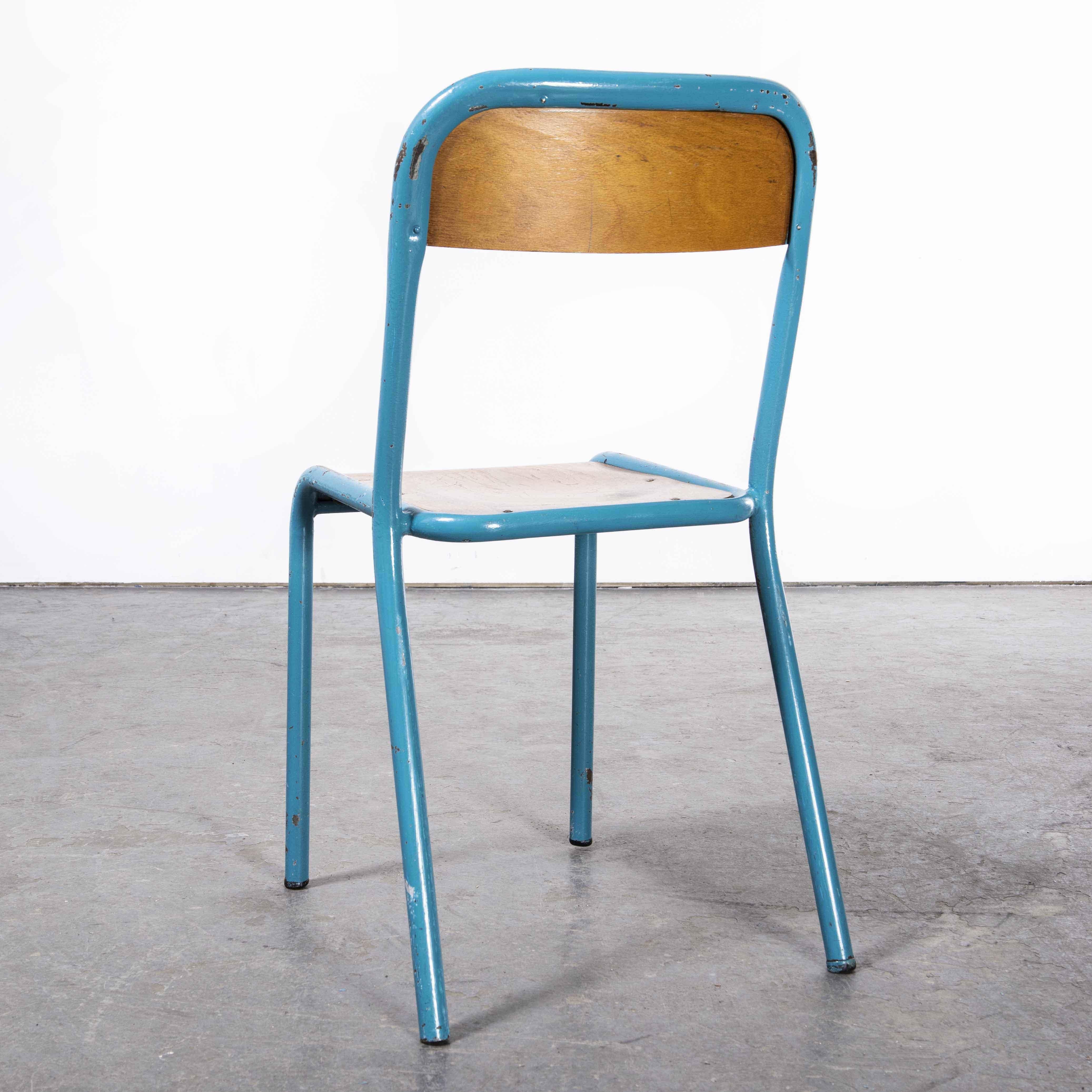 1970's French Mullca Stacking Chair, Light Blue 3, Various Quantities Available In Good Condition In Hook, Hampshire