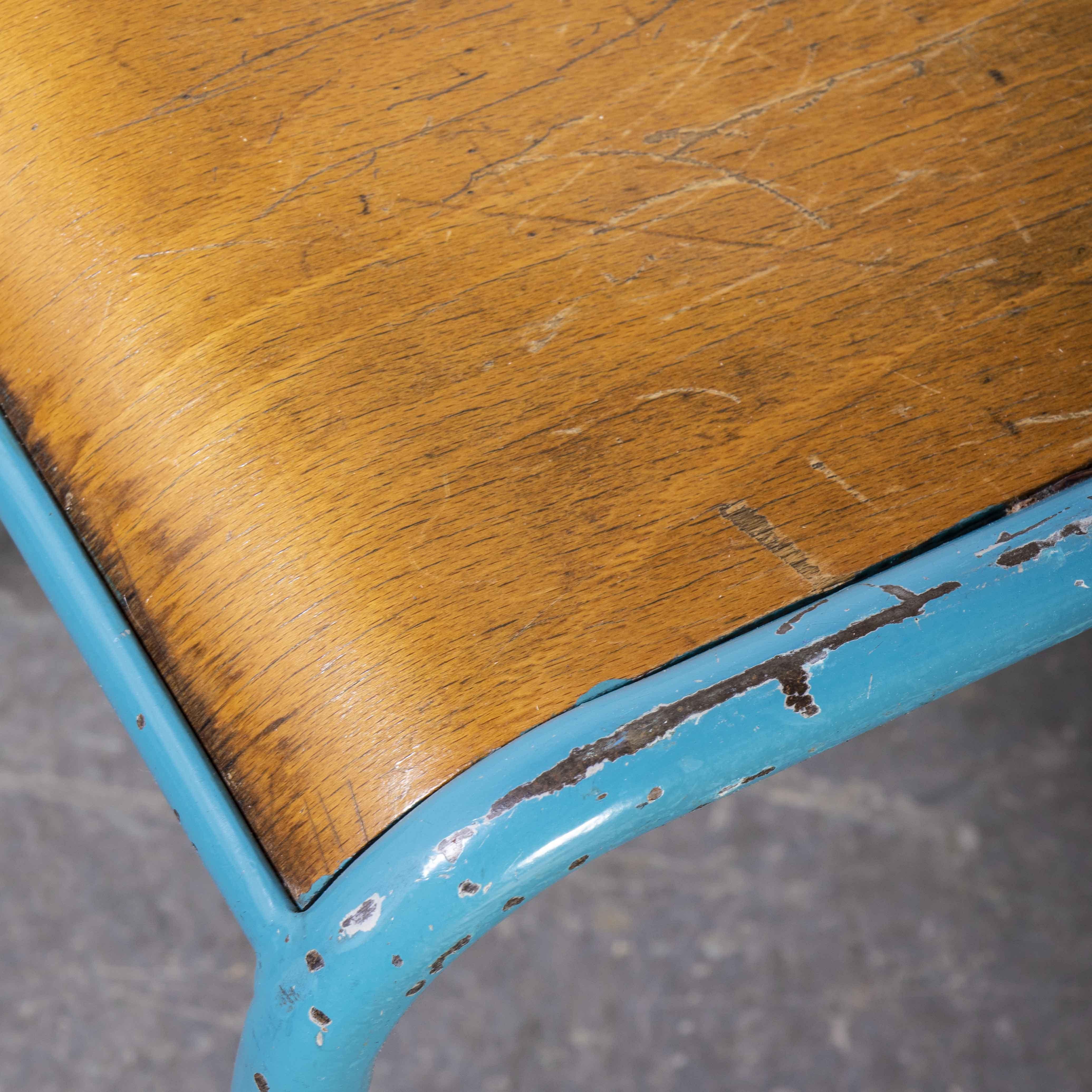Birch 1970's French Mullca Stacking Chair, Light Blue 3, Various Quantities Available