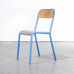 Chaise empilable Mullca française des années 1970, bleu clair, ensemble de huit pièces