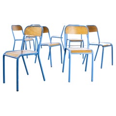 1970's French Mullca Stacking Chair, Light Blue, Set of Eight