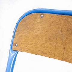 Chaise empilable Mullca française des années 1970, bleu clair, ensemble de quatre pièces