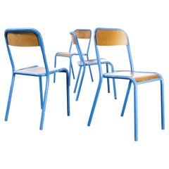 1970's French Mullca Stacking Chair, Light Blue, Set of Four