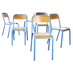1970's French Mullca Stacking Chair, Light Blue, Set of Six