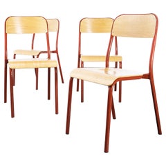 1970's French Mullca Stacking Chair, Red 2, Set of Four