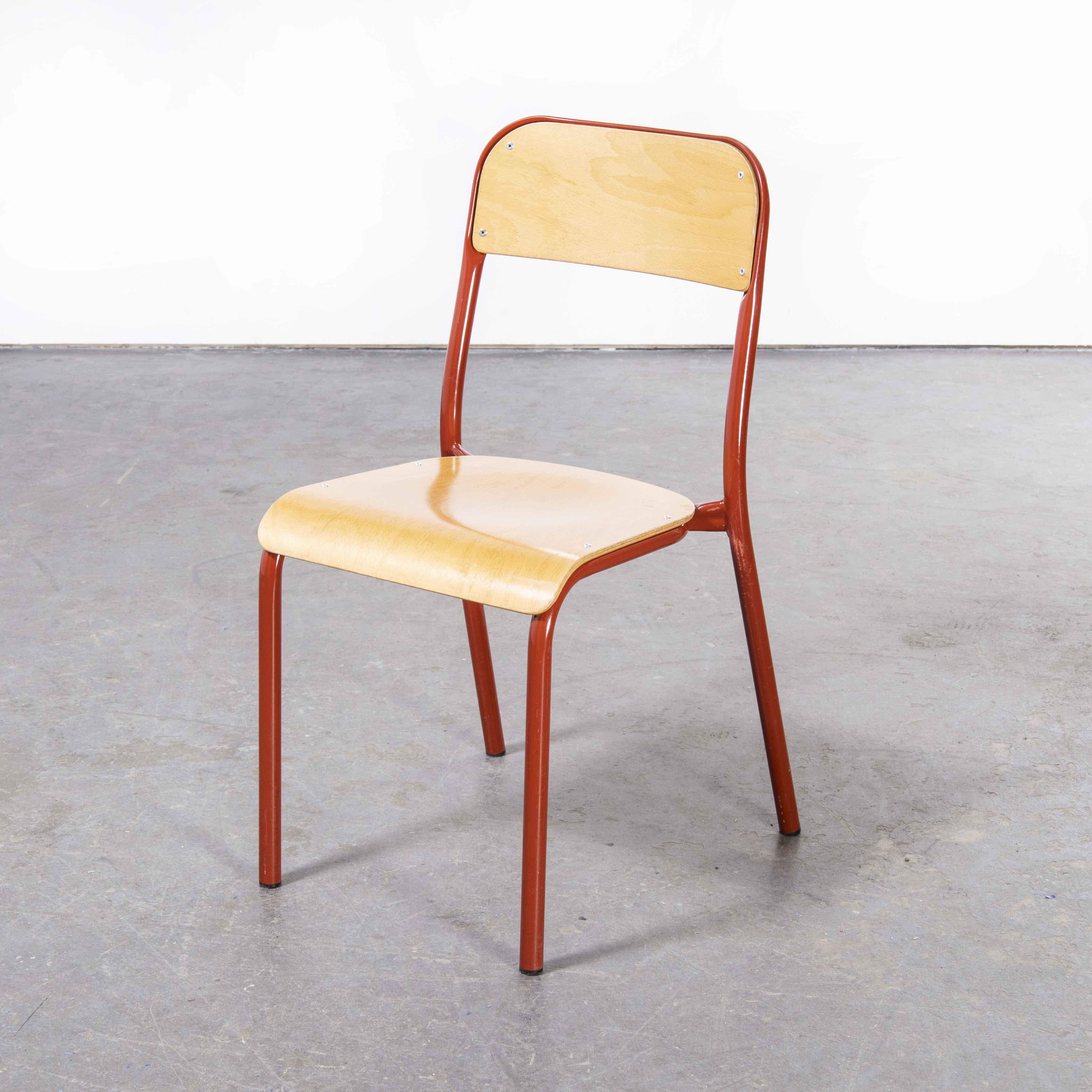 1970's French Mullca Stacking Chair, Red 2, Set of Six In Good Condition In Hook, Hampshire