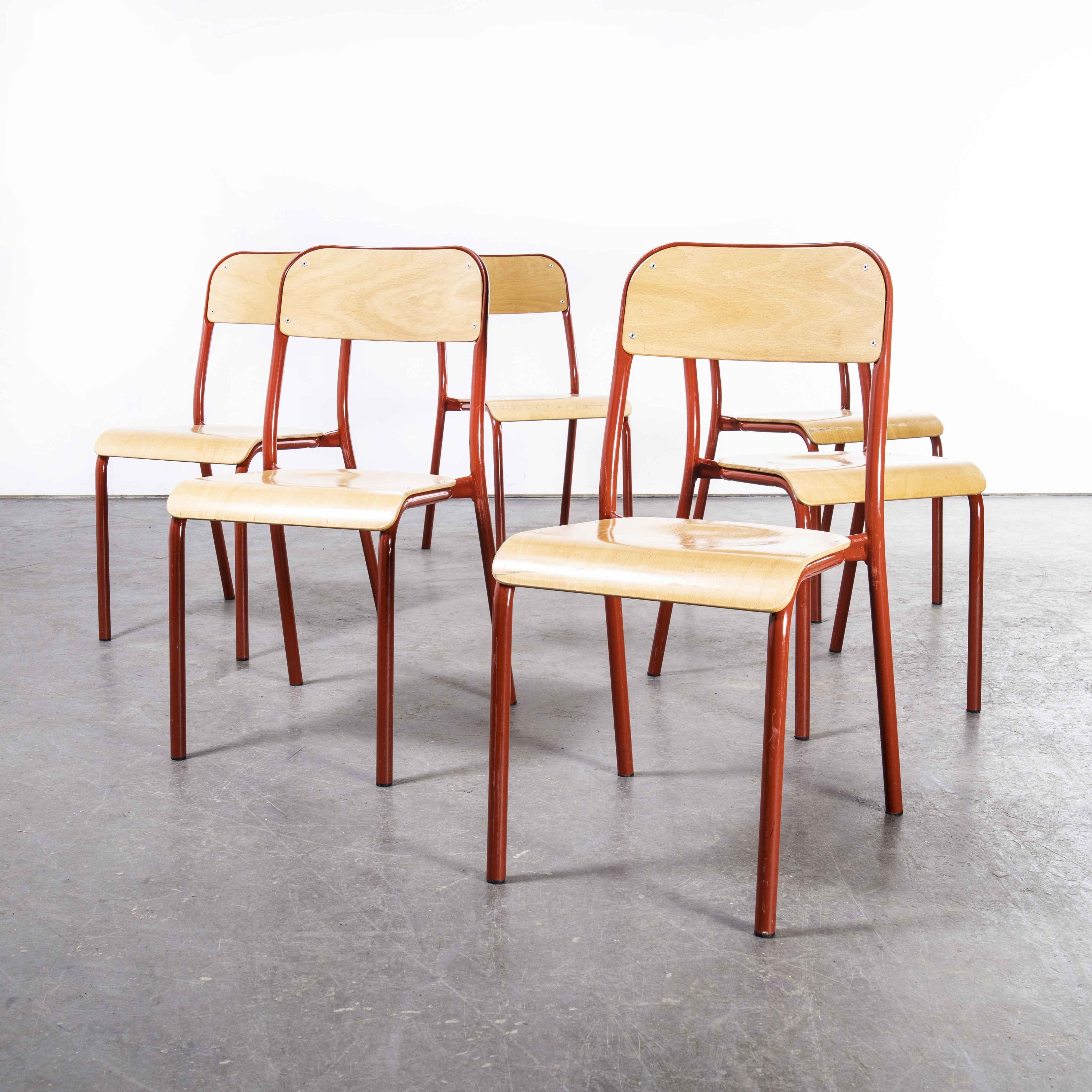 Late 20th Century 1970's French Mullca Stacking Chair, Red 2, Set of Six