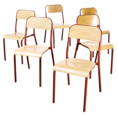 1970's French Mullca Stacking Chair, Red 2, Set of Six