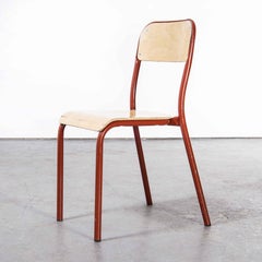 1970's French Mullca Stacking Chair, Red, Set of Eight