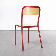 1970's French Mullca Stacking Chair, Red, Set of Four