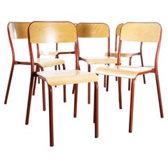 1970's French Mullca Stacking Chair, Red, Set of Six