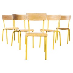 1970's French Mullca Stacking Chair, Yellow, Set of Five