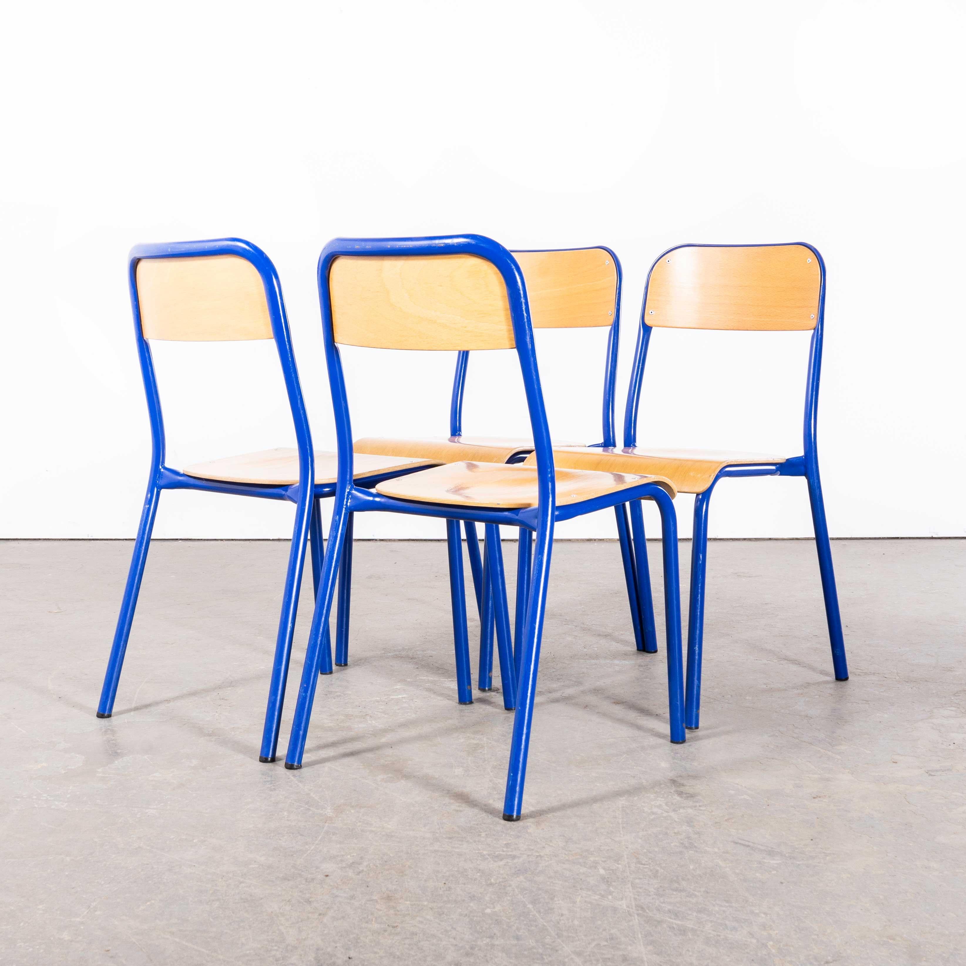 1970’s French Mullca Stacking D Back Dining Chair – Blue – Set Of Four
1970’s French Mullca Stacking D Back Dining Chair – Blue – Set Of Four. One of our most favourite chairs, in 1947 Robert Muller and Gaston Cavaillon created the company that went