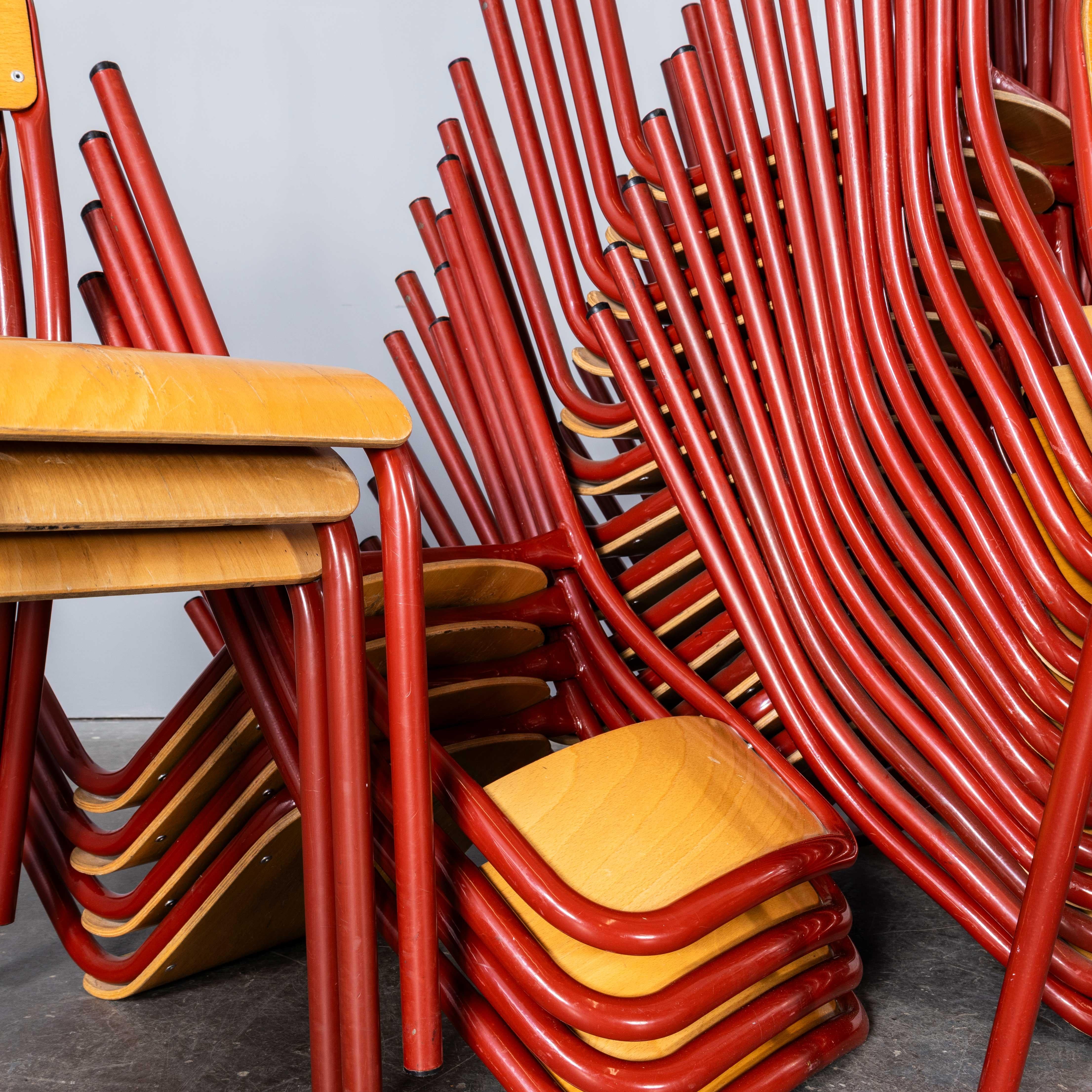 1970’s French Mullca Stacking D Back Dining Chair – Red – Small Batch Available For Sale 5