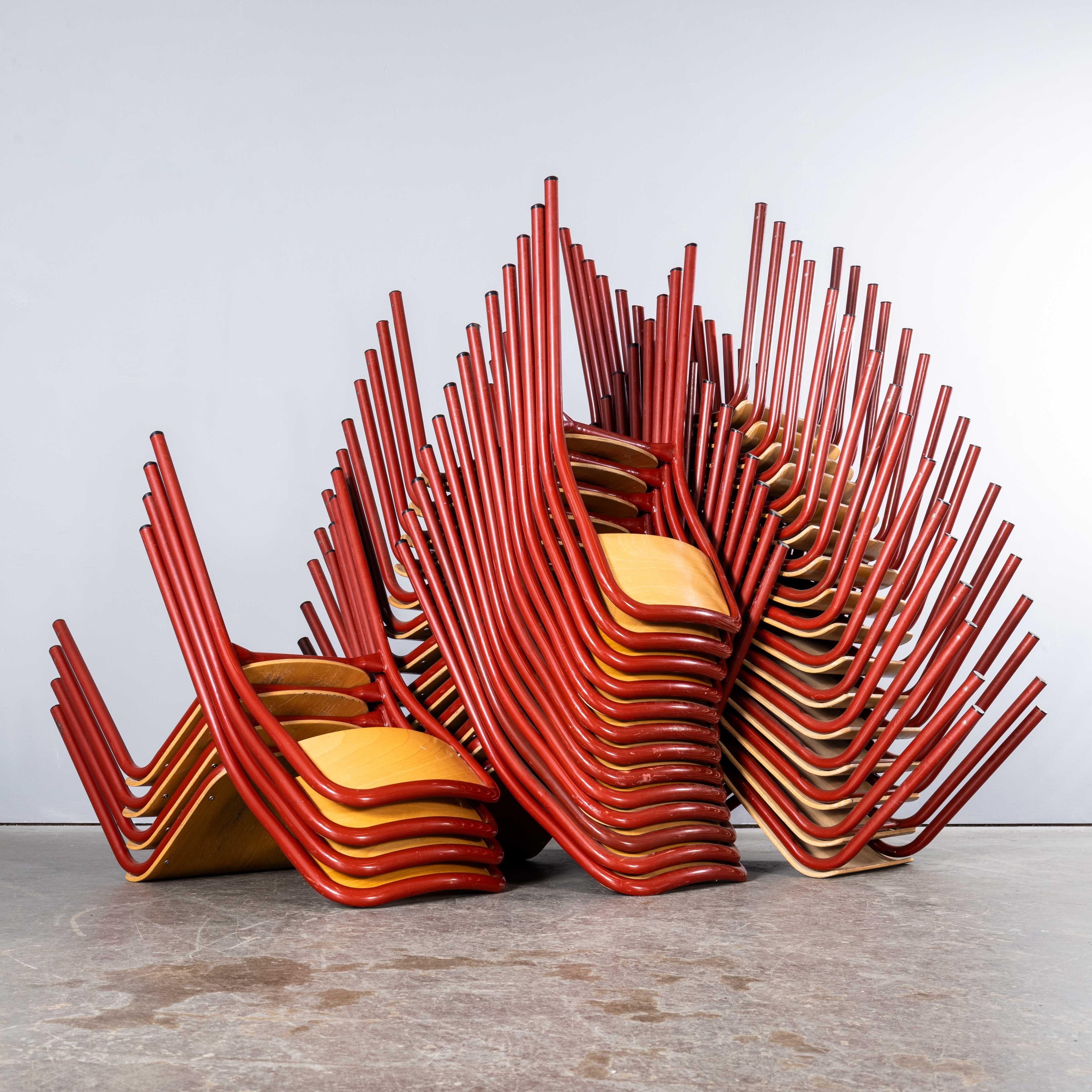 1970’s French Mullca Stacking D Back Dining Chair – Red – Small Batch Available For Sale 6