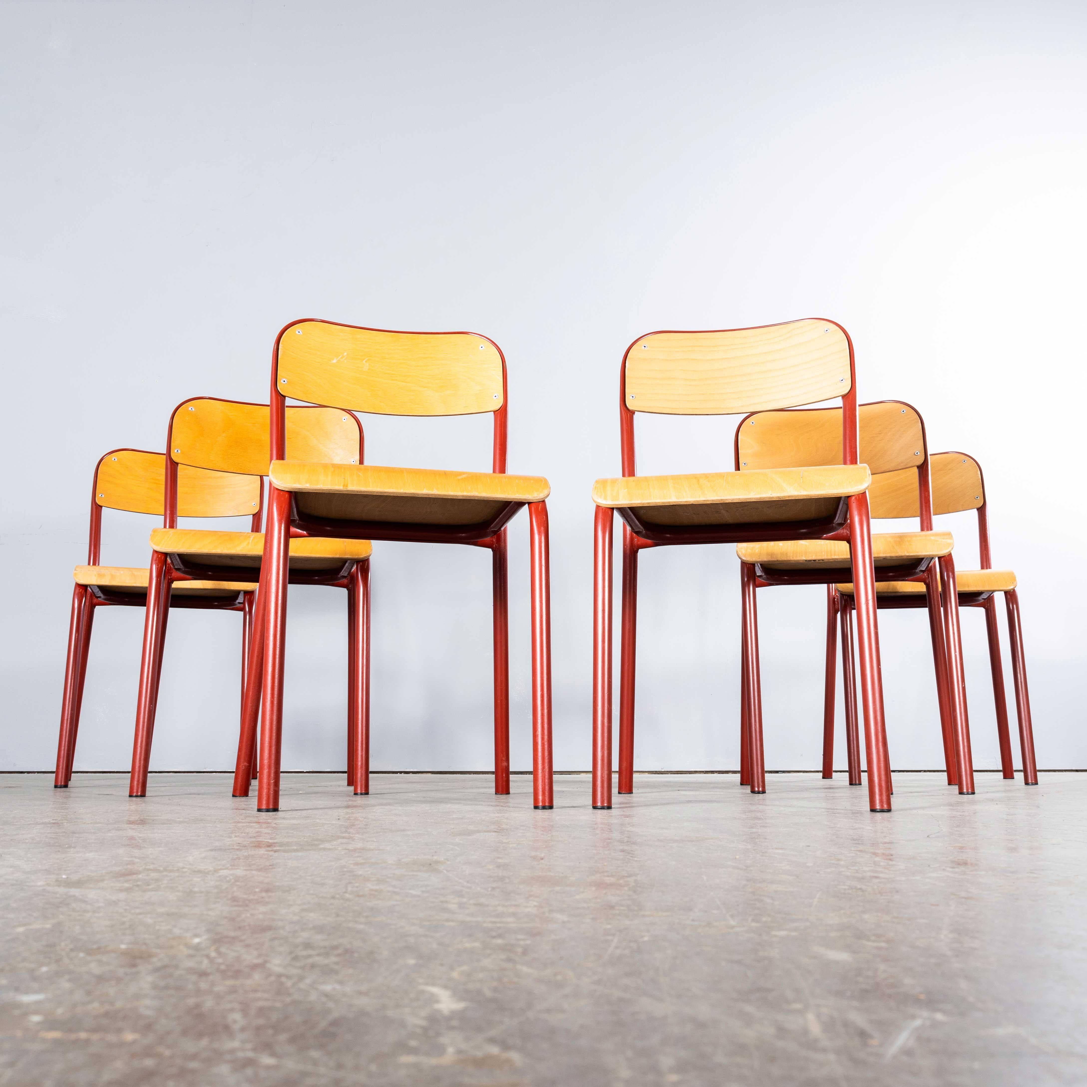 1970’s French Mullca Stacking D Back Dining Chair – Red – Small Batch Available For Sale 7