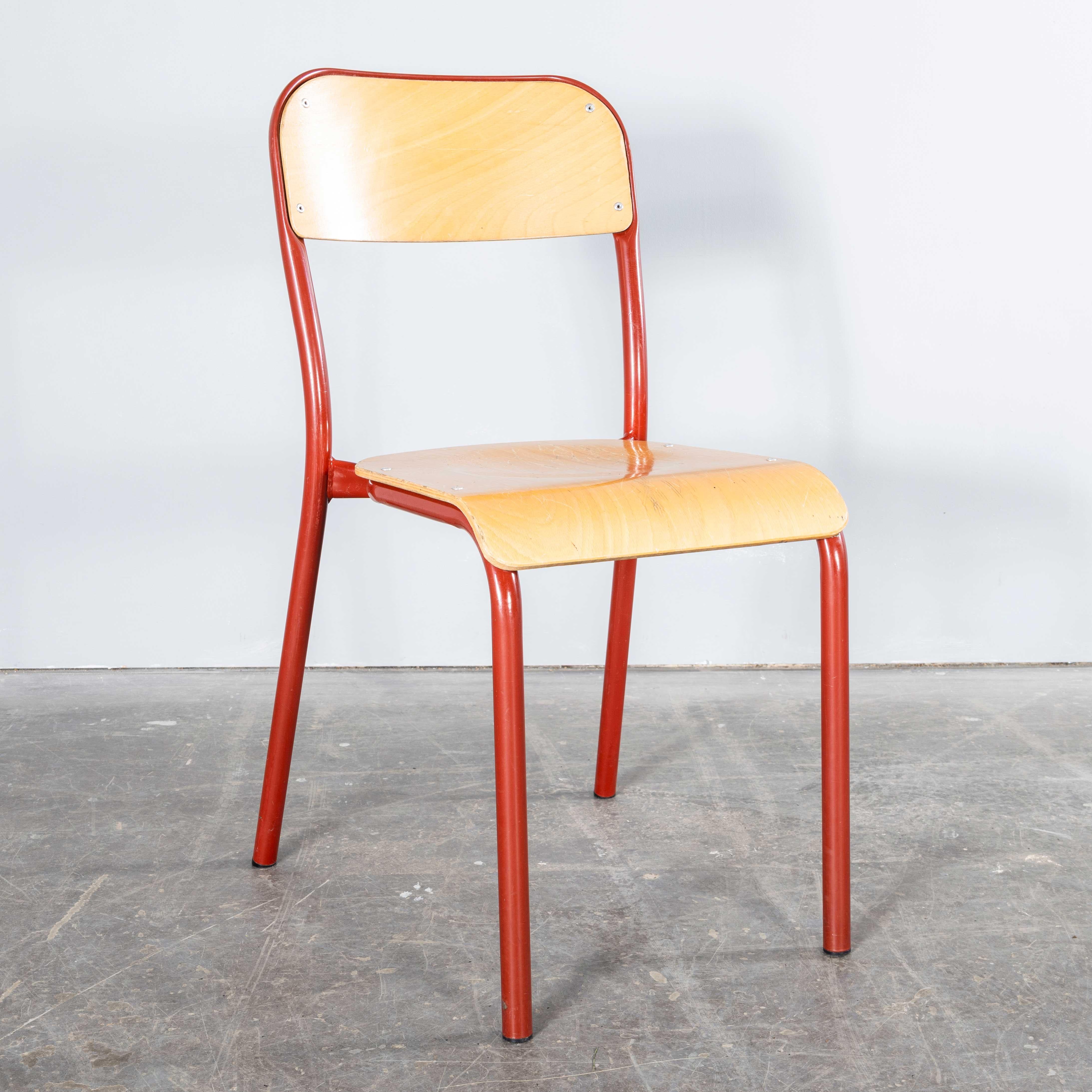Late 20th Century 1970’s French Mullca Stacking D Back Dining Chair – Red – Small Batch Available For Sale