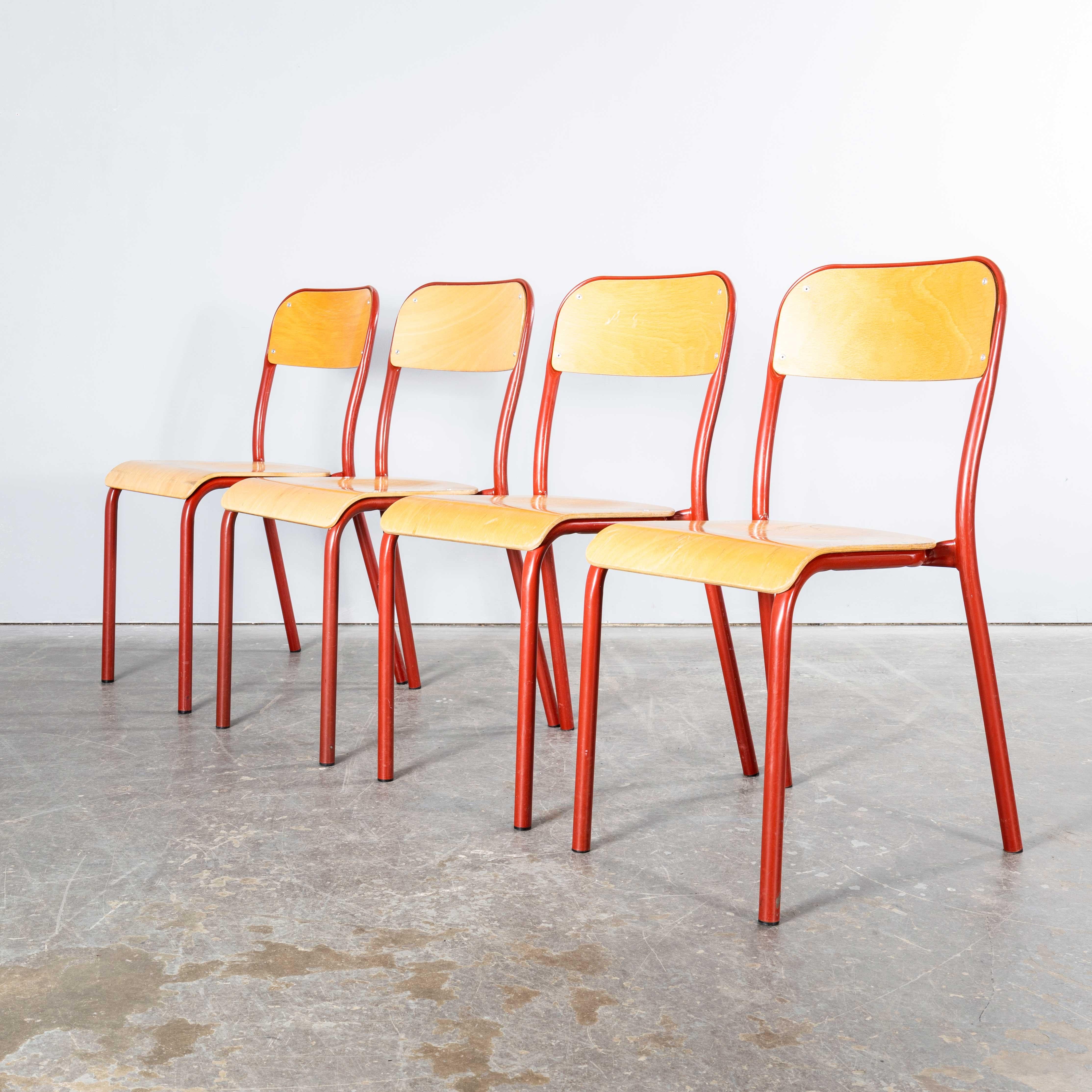 1970’s French Mullca Stacking D Back Dining Chair – Red – Small Batch Available For Sale 1