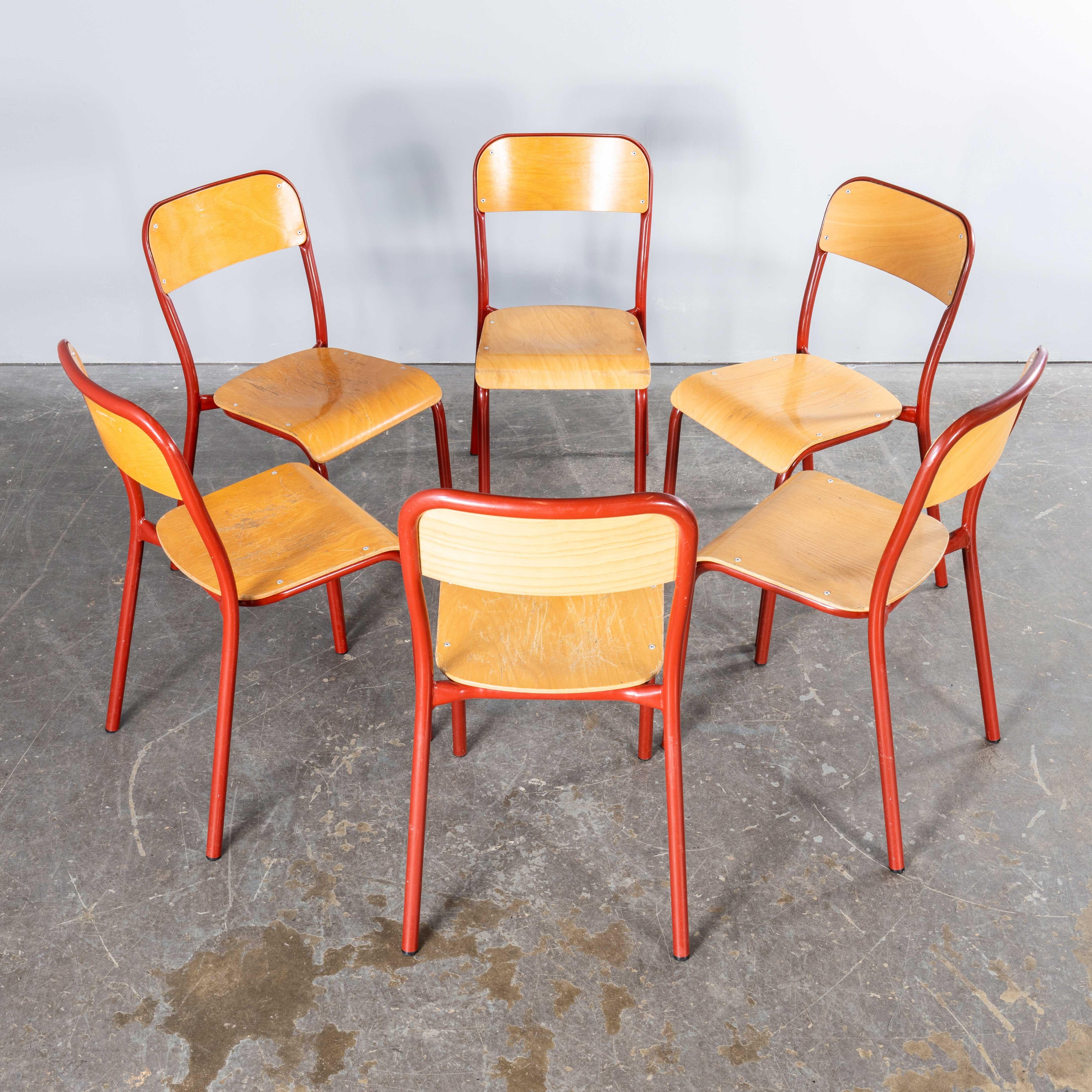 1970’s French Mullca Stacking D Back Dining Chair – Red – Small Batch Available For Sale 2