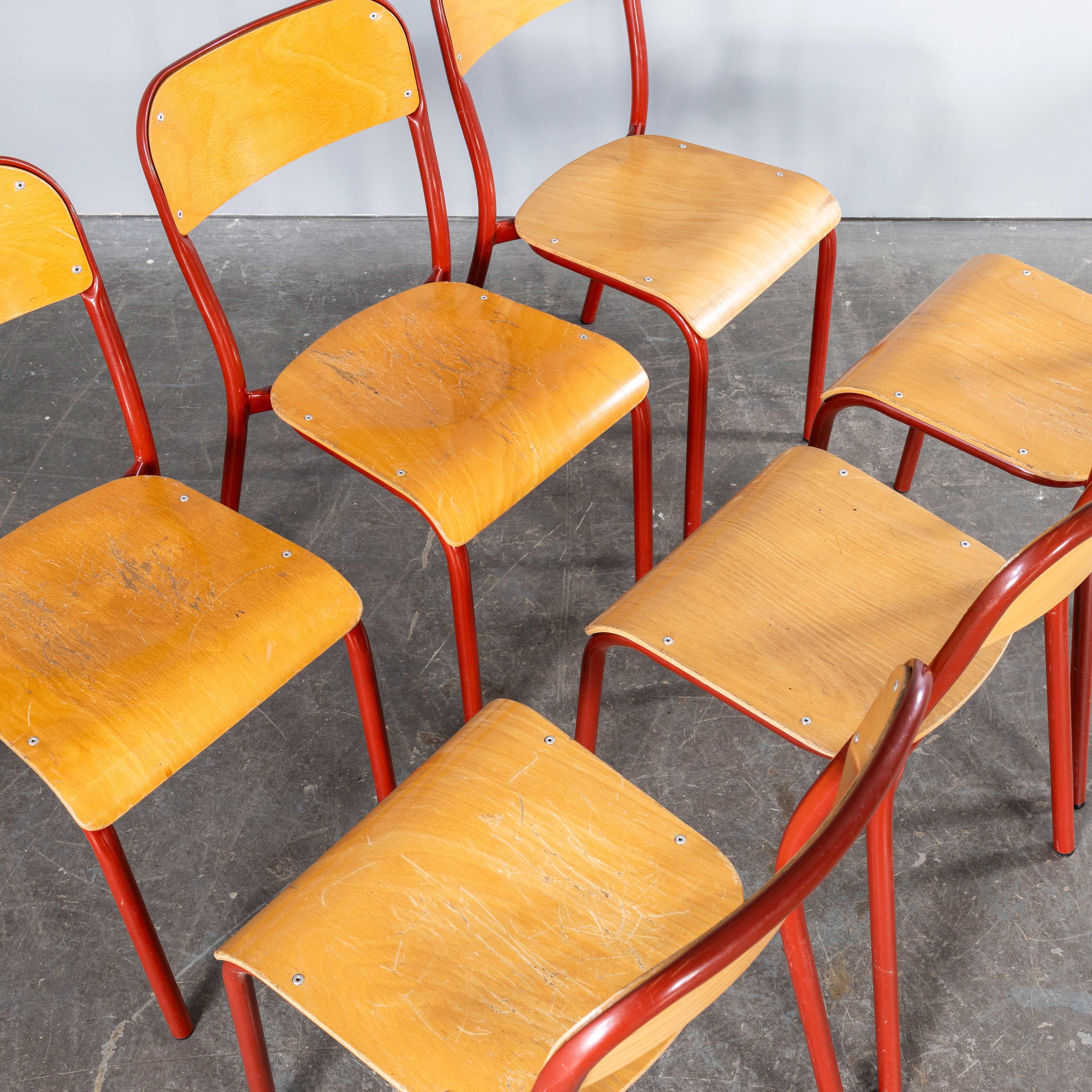 1970’s French Mullca Stacking D Back Dining Chair – Red – Small Batch Available For Sale 3