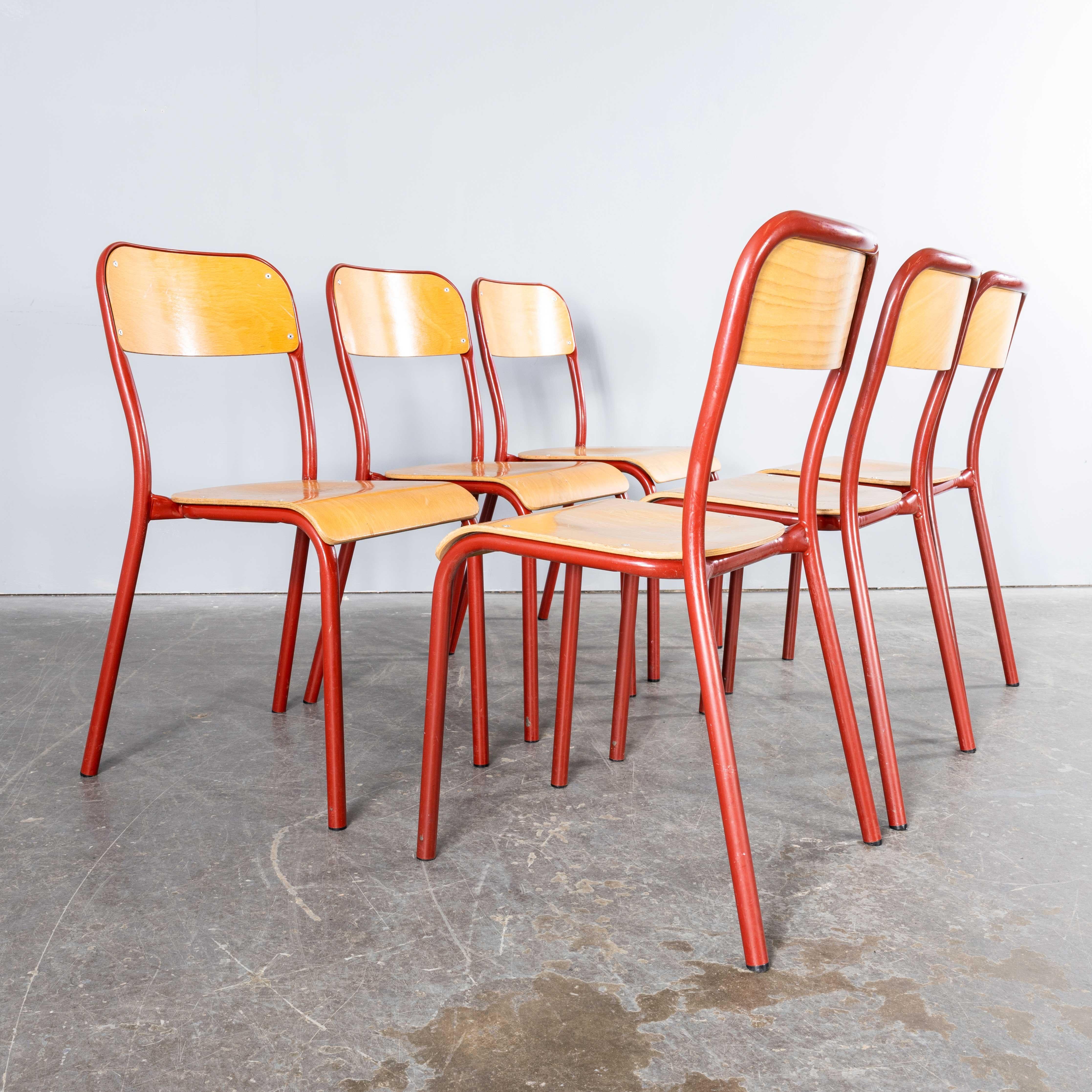 1970’s French Mullca Stacking D Back Dining Chair – Red – Small Batch Available For Sale 4