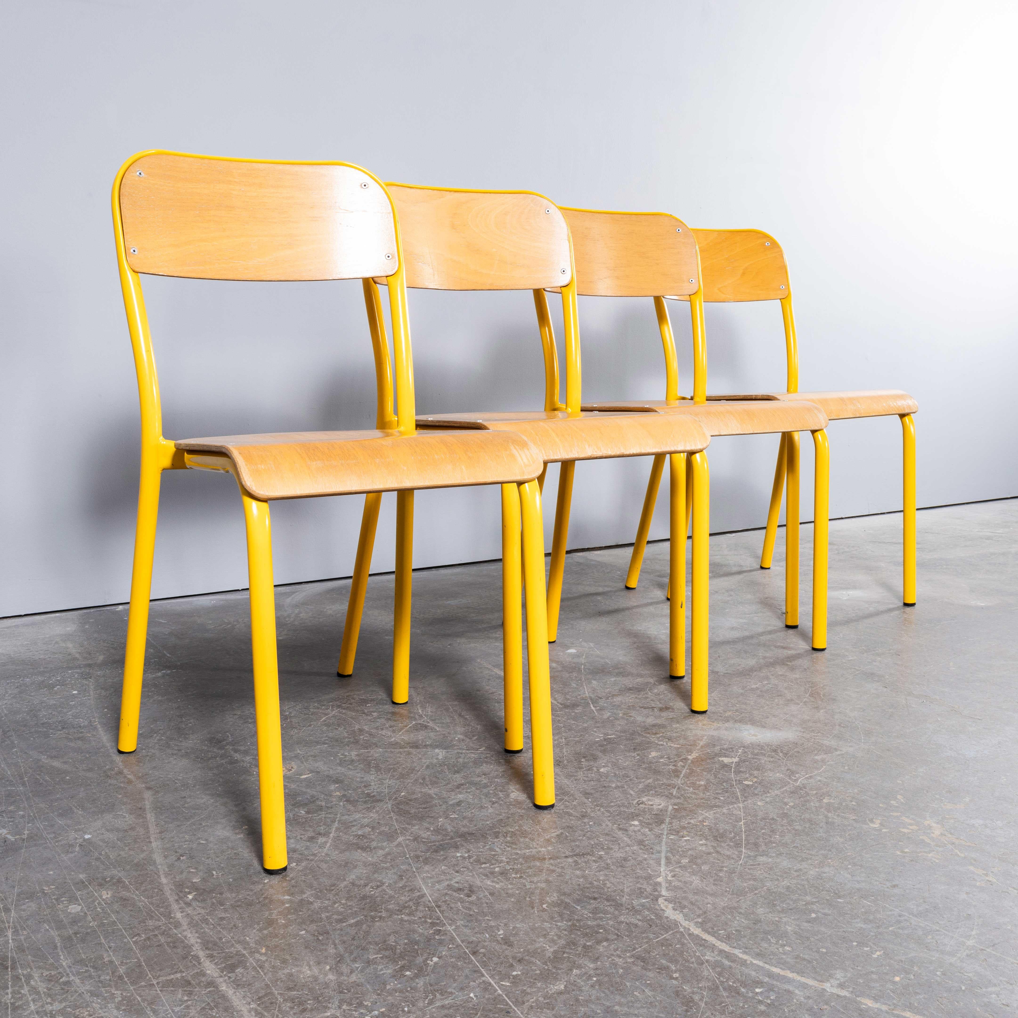1970's French Mullca Stacking D Back Dining Chair - Yellow - Good Quantities Ava For Sale 4