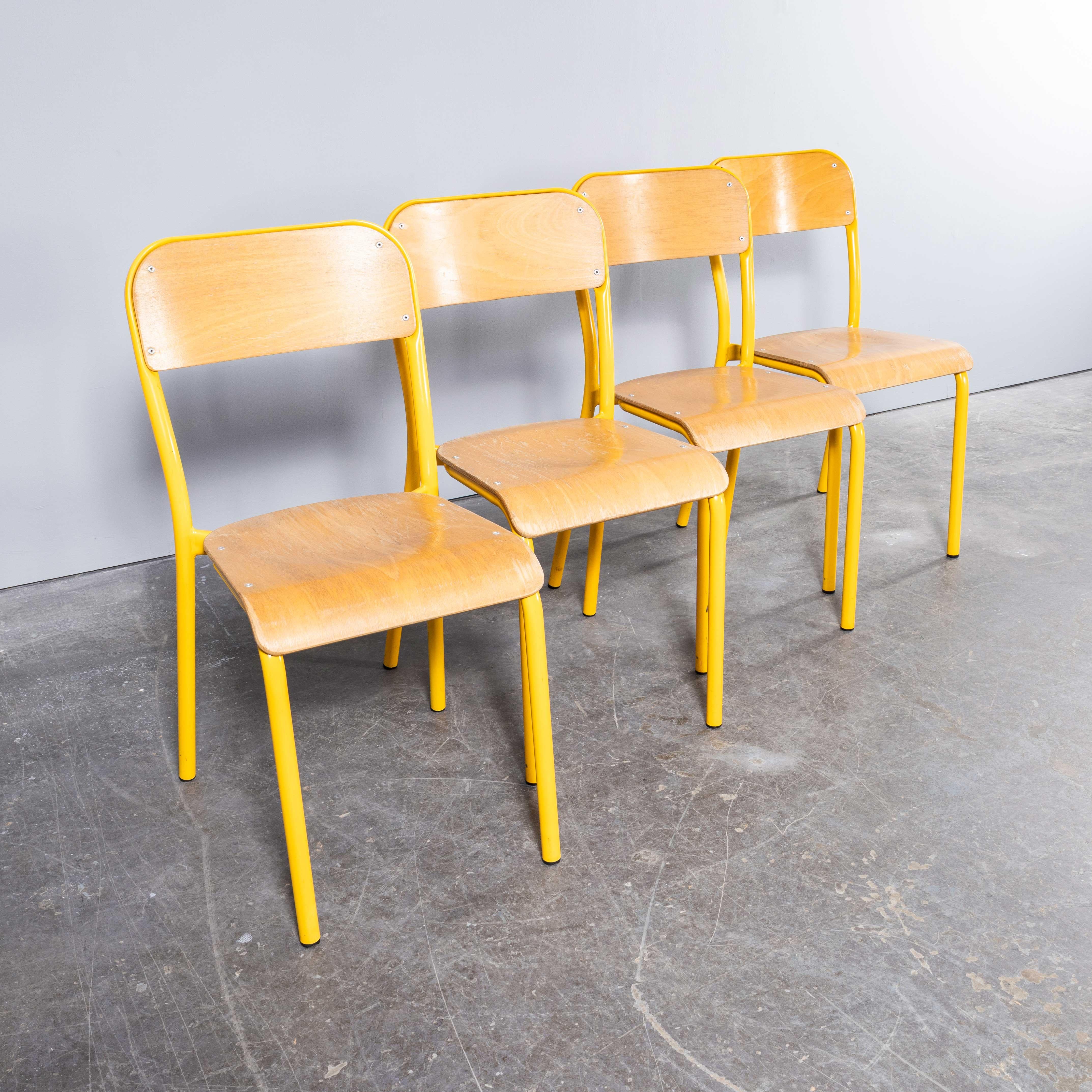1970's French Mullca Stacking D Back Dining Chair - Yellow - Good Quantities Ava For Sale 5