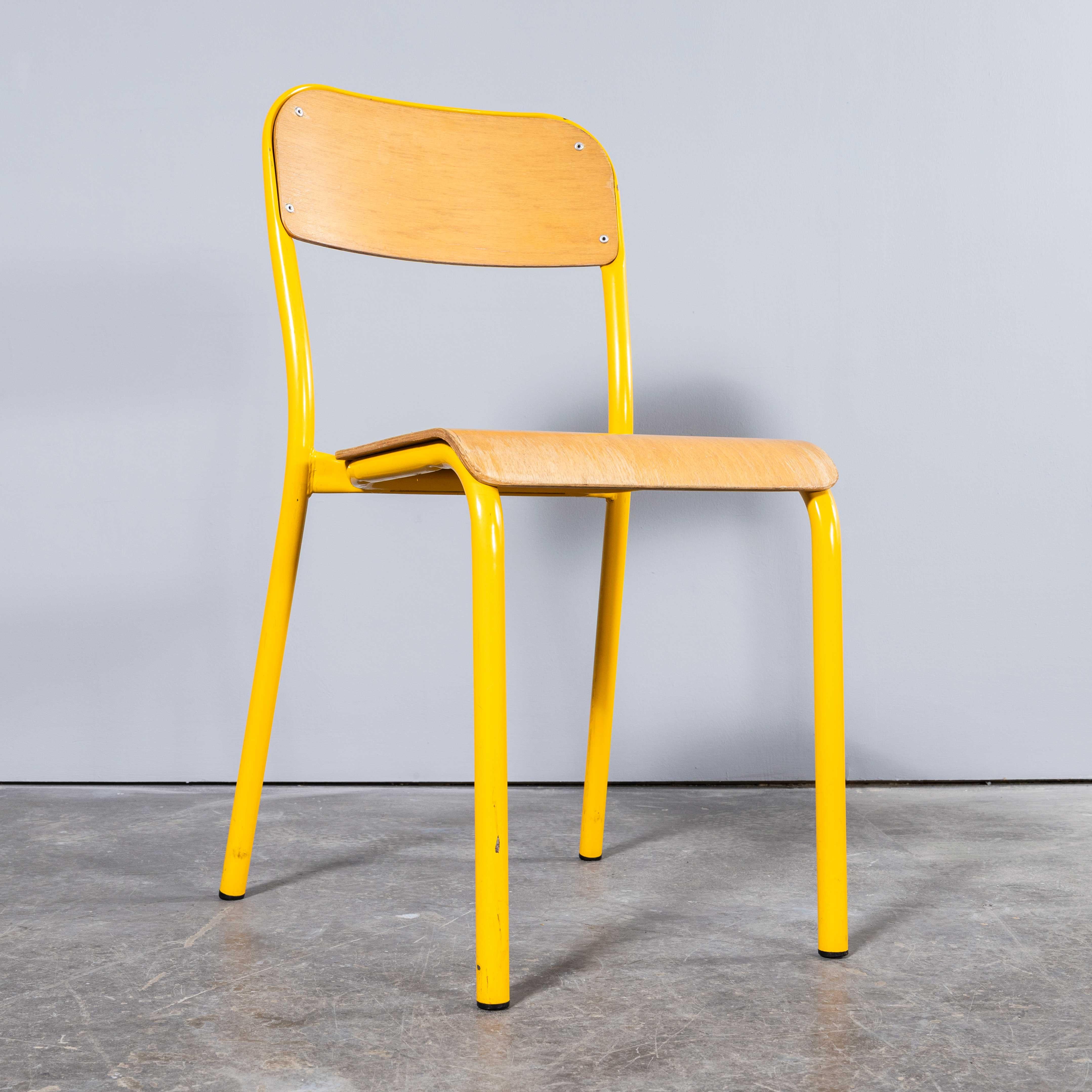 1970's French Mullca Stacking D Back Dining Chair - Yellow - Good Quantities Ava For Sale 7