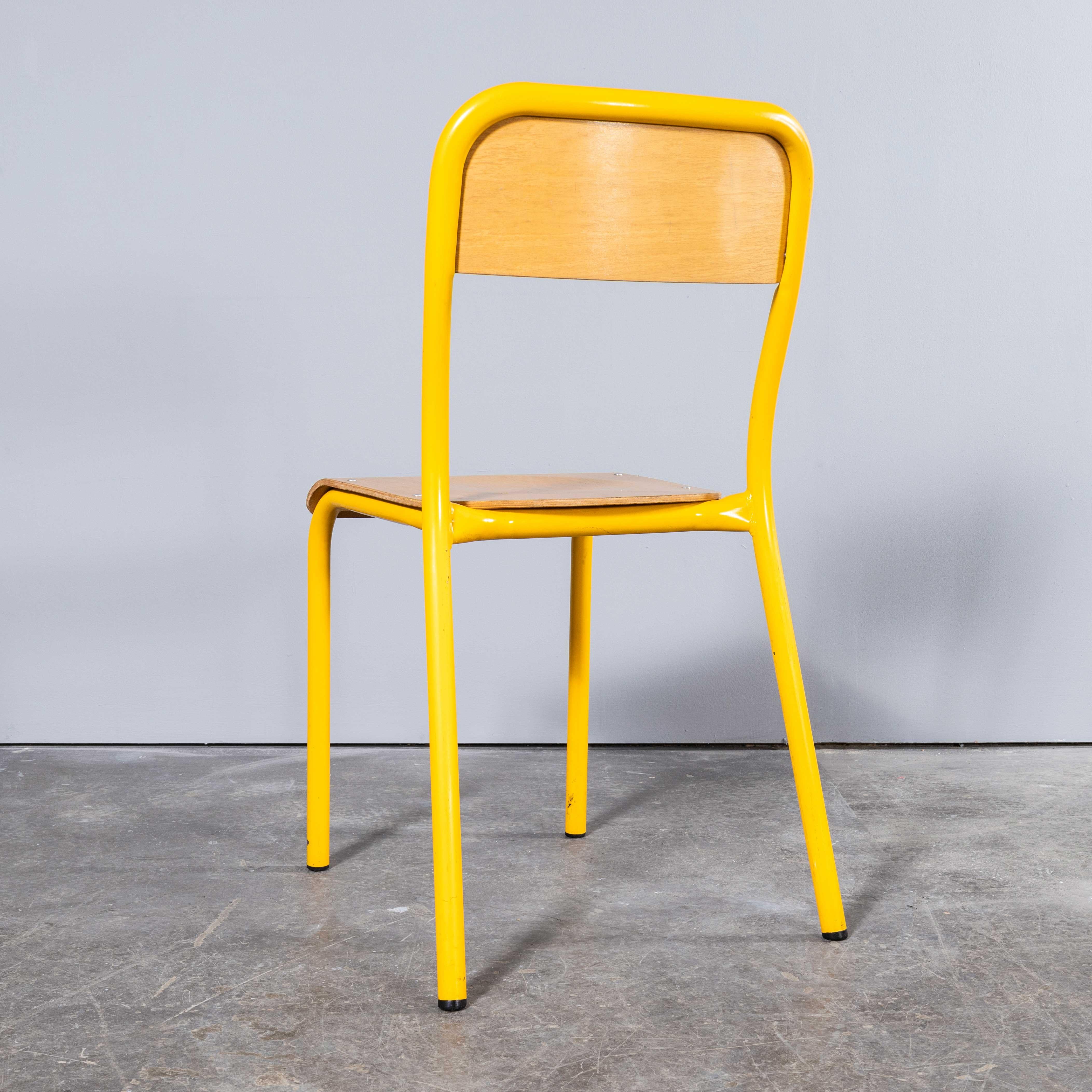 1970's French Mullca Stacking D Back Dining Chair - Yellow - Good Quantities Ava For Sale 8