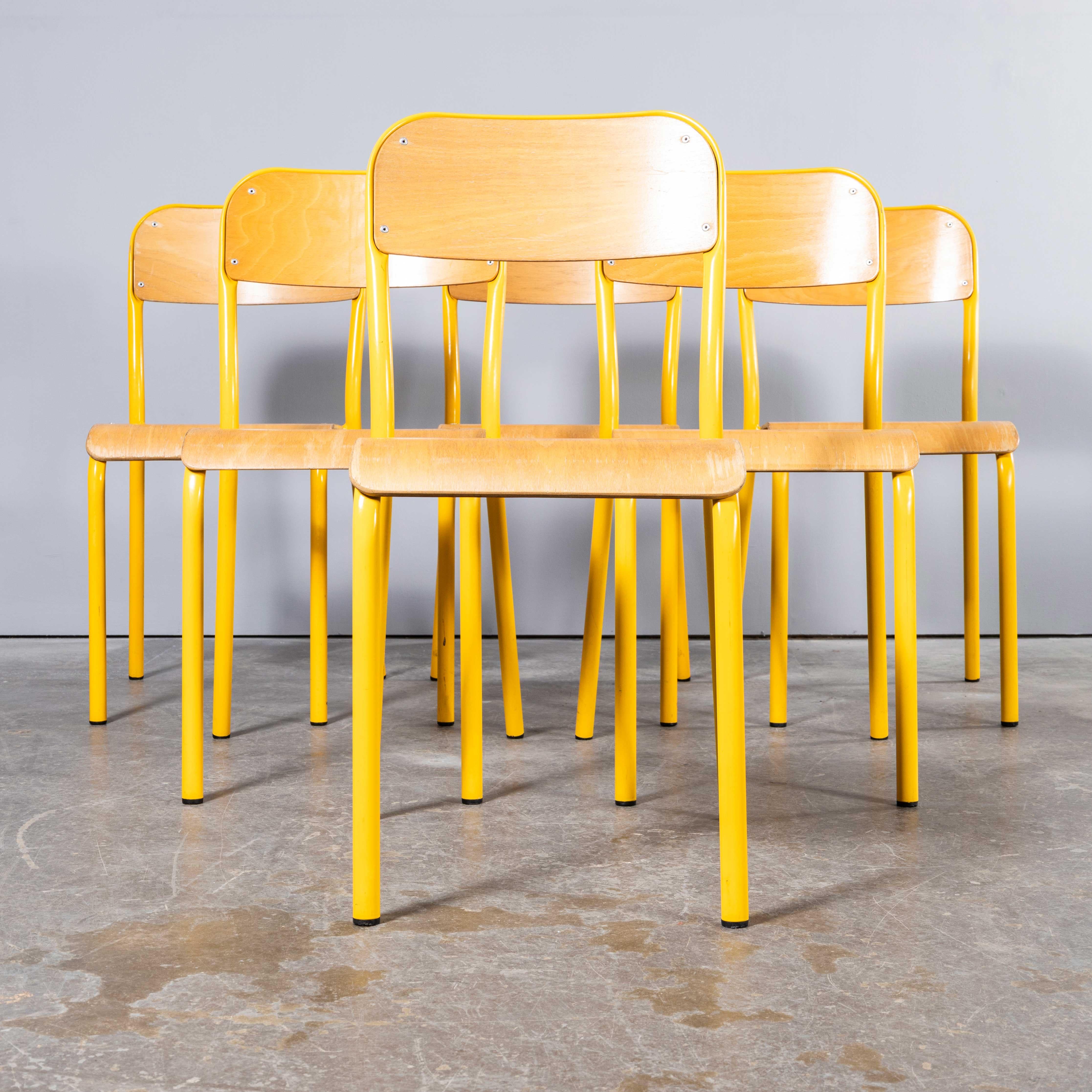 Late 20th Century 1970's French Mullca Stacking D Back Dining Chair - Yellow - Good Quantities Ava For Sale