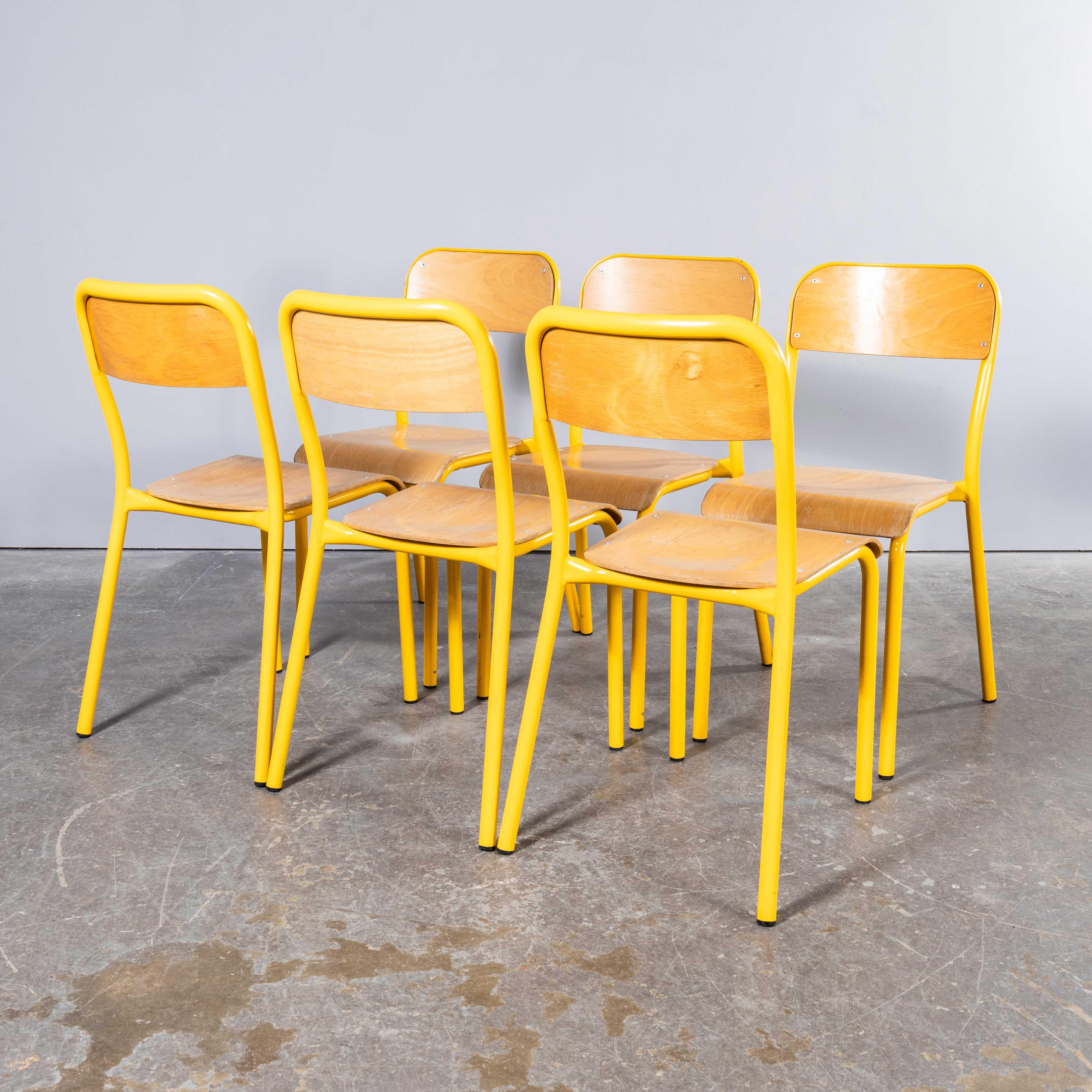 1970's French Mullca Stacking D Back Dining Chair - Yellow - Good Quantities Ava For Sale 1