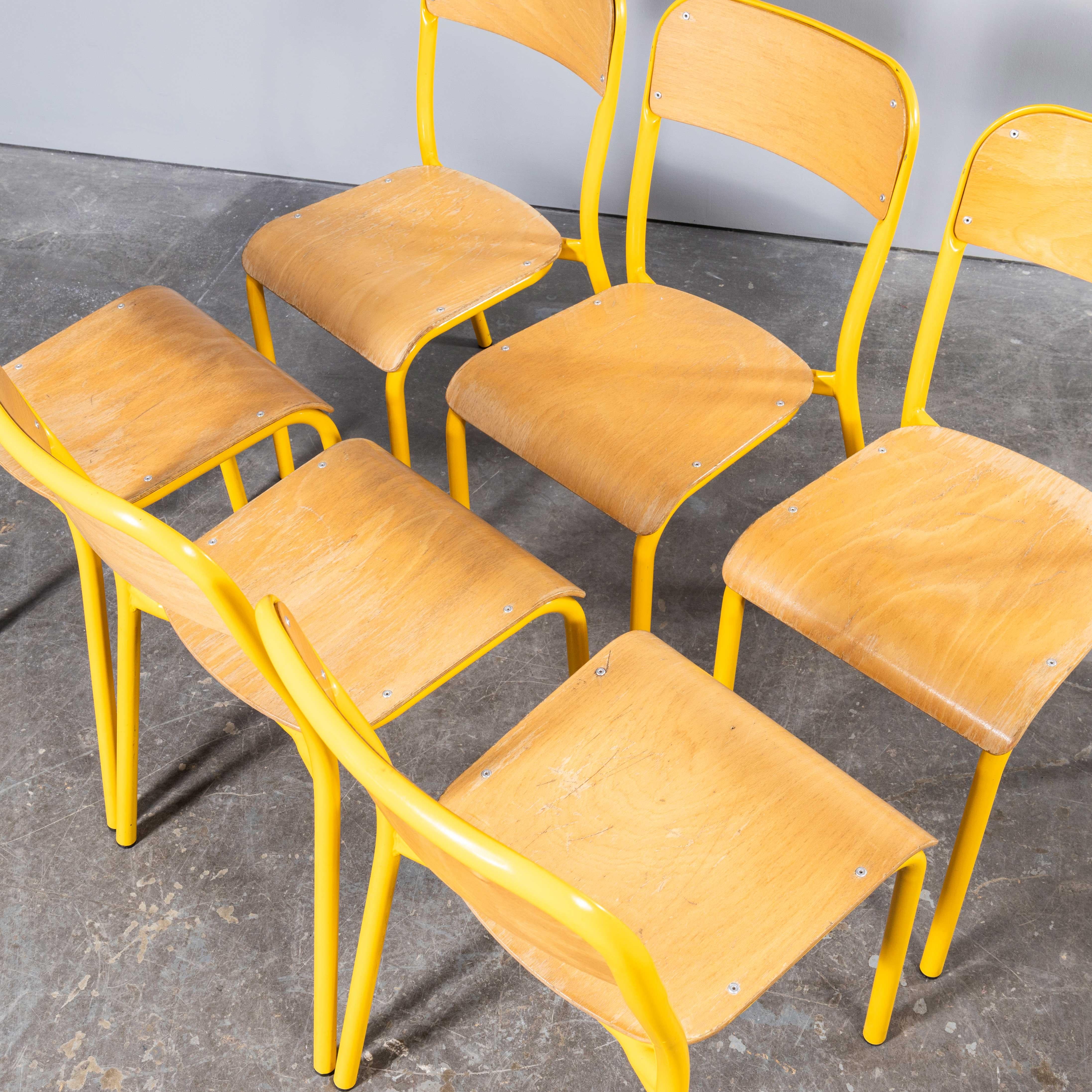 1970's French Mullca Stacking D Back Dining Chair - Yellow - Good Quantities Ava For Sale 2