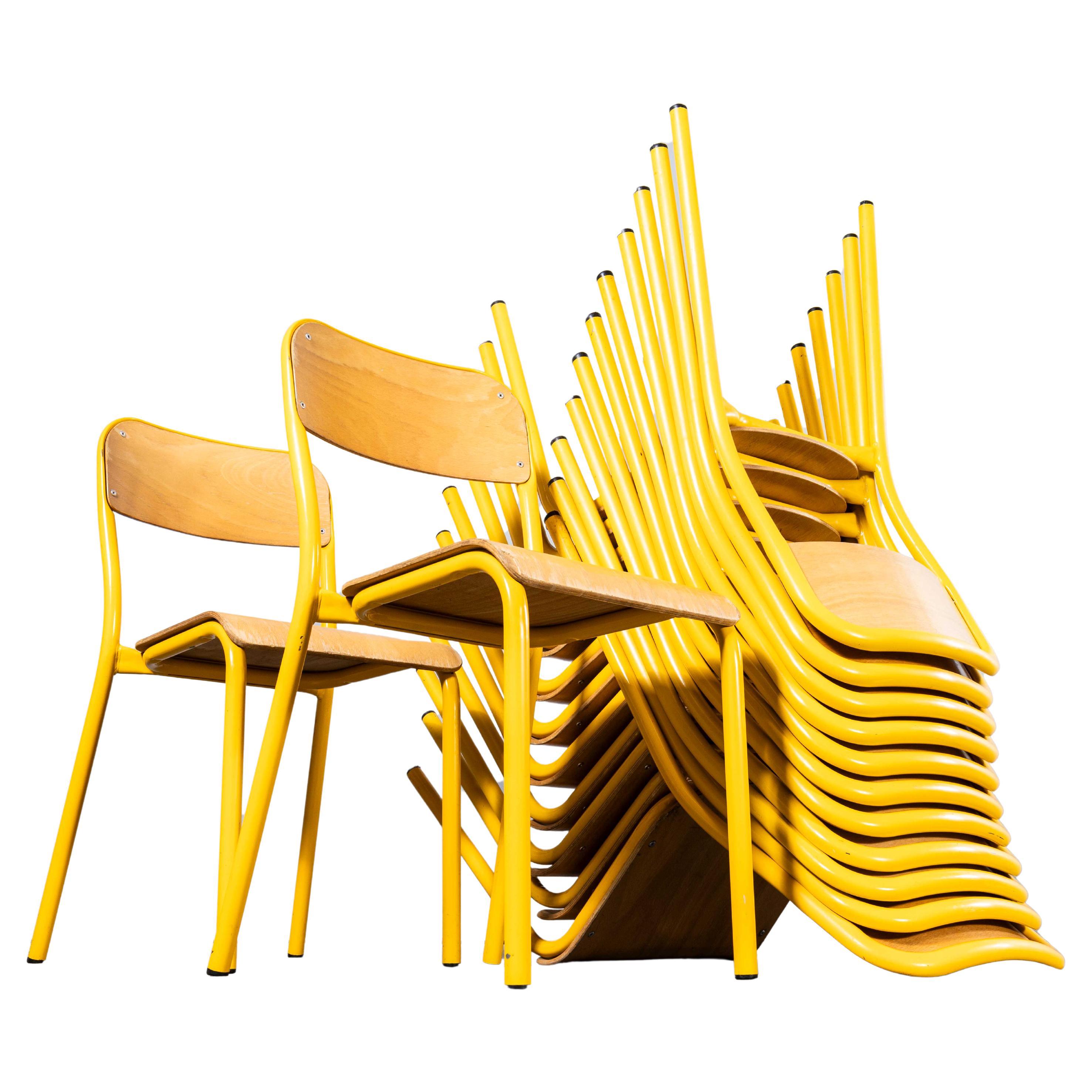 1970's French Mullca Stacking D Back Dining Chair - Yellow - Good Quantities Ava For Sale